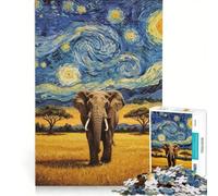 Puzzle da 1000 pezzi per ragazzi con elefante sotto un cielo stellato, gioco educativo, decorazione da parete, ideale come regalo 50x75cm