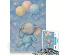 Puzzle da 1000 pezzi per ragazzi con elefantino e palloncini in un cielo stellato Gioco divertente e stimolante,ideale per momenti di svago e per decorare la testa durante il periodo natalizio