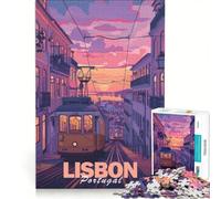 Puzzle da 1000 pezzi per ragazzi, con estetica della città di Lisbona, gioco educativo, gara di velocità manuale, sfida unica 50x75cm