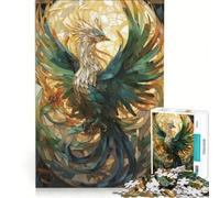 Puzzle da 1000 pezzi per ragazzi con fenice e vetrata artistica gioco rompicapo difficile e stimolante ideale come regalo per tutta la famiglia 38x26cm