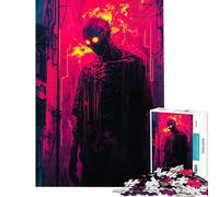 Puzzle da 1000 pezzi per ragazzi con figura in fiamme in una città al neon gioco educativo e stimolante ideale per tutta la famiglia regalo perfetto per compleanni (dimensioni 38x52cm)