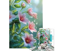 Puzzle da 1000 pezzi per ragazzi con fiori rosa e gocce d'acqua gioco rilassante ed educativo ideale come regalo di compleanno o per migliorare la memoria (dimensioni 38x52cm)