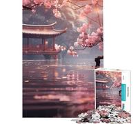 Puzzle da 1000 pezzi per ragazzi con fiume di ciliegi in fiore gioco interattivo educativo regalo per il Secret Santa ideale per passare il tempo durante le vacanze a casa (dimensioni 38x26cm)
