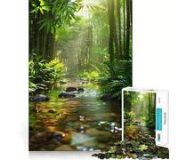 Puzzle da 1000 pezzi per ragazzi con foresta di bambù e ruscello,incastri fluidi,divertimento cognitivo,gioco casual,regalo festivo per il tempo libero (38x52cm)