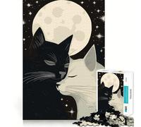 Puzzle da 1000 pezzi per ragazzi con gatti bianchi e neri,incastri lisci,divertente,stimolante per la mente e per il tempo libero,ideale come regalo festivo (38x52cm)