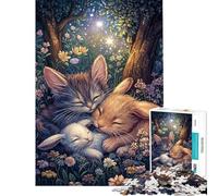 Puzzle da 1000 pezzi per ragazzi con gattini e coniglietti addormentati Puzzle per adulti gioco rilassante taglio di precisione ideale per compleanni e Natale (dimensioni 38x52cm)