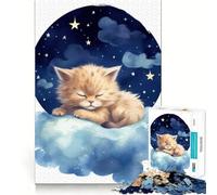 Puzzle da 1000 pezzi per ragazzi con gattino,decorazione a intaglio preciso,gioco cognitivo,giocattolo per il tempo libero,regalo di Natale rilassante (38x26cm)