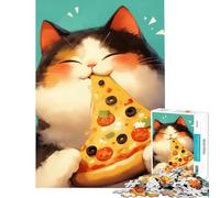 Puzzle da 1000 pezzi per ragazzi con gatto calico amante della pizza difficile e stimolante giocattolo fai-da-te di precisione adatto a ragazzi dai 14 anni in su 50x75cm