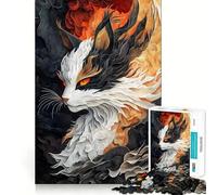 Puzzle da 1000 pezzi per ragazzi con gatto calico in stile astratto,gioco di incastro preciso,sfida mentale,divertimento e tranquillità,scena natalizia (38x26cm)