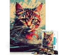 Puzzle da 1000 pezzi per ragazzi con gatto,da dipingere,da tagliare con precisione,gioco per esercitare la mente,attività rilassante per il compleanno (38x26cm)
