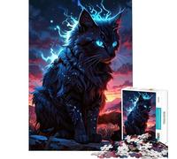 Puzzle da 1000 pezzi per ragazzi con gatto dalla fiamma blu mistica gioco divertente ed educativo ideale come regalo di compleanno o antistress (dimensioni 38x52cm)