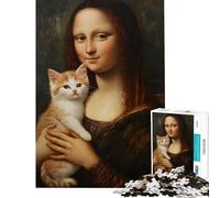 Puzzle da 1000 pezzi per ragazzi con gatto e Monna Lisa una sfida impegnativa che migliora la memoria giocattolo fai-da-te per ragazzi dai 14 anni in su (38x26cm)