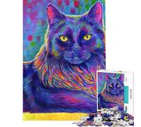 Puzzle da 1000 pezzi per ragazzi con gatto nero arcobaleno ideale per adulti e famiglie con schema di assemblaggio e regalo perfetto per tutta la famiglia (dimensioni 50x75cm)