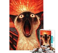 Puzzle da 1000 pezzi per ragazzi con gatto siamese urlante un'opera d'arte per ragazzi che migliora la memoria ideale come regalo per gli appassionati di videogiochi 50x75cm