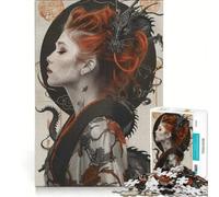 Puzzle da 1000 pezzi per ragazzi, con geisha e drago in stile giapponese, antistress, da assemblare, compleanno e Natale 38x52cm
