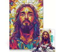 Puzzle da 1000 pezzi per ragazzi con Gesù in vetro colorato decorazione da parete allena la mente e la mano ottimo regalo per gli appassionati di videogiochi 50x75cm