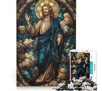 Puzzle da 1000 pezzi per ragazzi con Gesù in vetro colorato decorazione da parete allena la mente e la mano ottimo regalo per gli appassionati di videogiochi 38x26cm