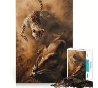 Puzzle da 1000 pezzi per ragazzi con ghepardo a caccia di gazzella,ideale per giochi di ruolo e attività creative per stimolare la mente e creare un'atmosfera rilassante,perfetto per il compleanno