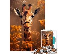 Puzzle da 1000 pezzi per ragazzi con giraffa in primo piano gioco rompicapo stimolante giocattolo ideale come regalo o per divertirsi in famiglia (dimensioni 75x50cm)