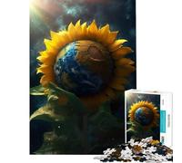 Puzzle da 1000 pezzi per ragazzi con girasole terra galassia e sole divertente gioco educativo sfida regalo per compleanni antistress (dimensioni 38x26cm)
