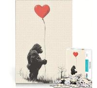 Puzzle da 1000 pezzi per ragazzi con gorilla e palloncino a forma di cuore, gioco divertente, allena la mente e la mano, sfida unica 50x75cm