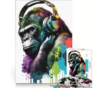 Puzzle da 1000 pezzi per ragazzi con gorilla, musica e arte, gioco rompicapo, difficile e stimolante, ideale come regalo per tutta la famiglia 50x75cm