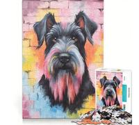 Puzzle da 1000 pezzi per ragazzi con graffiti di uno Schnauzer gigante, gioco pratico, divertente e spiritoso, regalo per amici e familiari 50x75cm