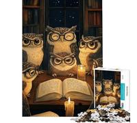 Puzzle da 1000 pezzi per ragazzi con gufi che leggono a lume di candela ideale per adulti gioco pratico per passare il tempo durante le vacanze a casa (dimensioni 38x26cm)
