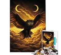 Puzzle da 1000 pezzi per ragazzi con gufo in volo e lune crescenti Sfida educativa ideale per passare il tempo durante le vacanze o come passatempo fai-da-te per ragazzi dai 14 anni in su 38x52cm