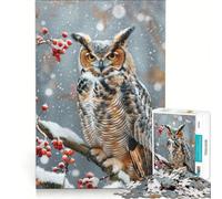 Puzzle da 1000 pezzi per ragazzi con gufo reale, decorazione da parete, passatempo ideale per le vacanze a casa, per rafforzare l'amore tra le coppie 38x26cm