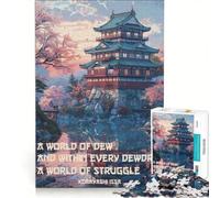 Puzzle da 1000 pezzi per ragazzi, con haiku giapponesi e castello, gioco impossibile, allena la mente e la mano, regalo di compleanno, regalo 50x75cm