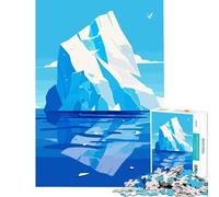 Puzzle da 1000 pezzi per ragazzi con iceberg blu illustrazione minimalista gioco interattivo ed educativo ideale per regali di Babbo Natale segreto o per passare il tempo durante le vacanze (38x52cm)