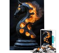 Puzzle da 1000 pezzi per ragazzi con il Cavaliere Ardente e i Pezzi degli Scacchi gioco educativo per ragazzi sfida e giocattolo regalo per compleanni decorazione da parete (dimensioni 38x26cm)