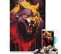 Puzzle da 1000 pezzi per ragazzi con il disegno del lupo arrabbiato, gioco per tutta la famiglia, divertente e spiritoso, adatto anche come decorazione da scrivania 38x52cm