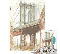 Puzzle da 1000 pezzi per ragazzi con il disegno del Ponte di Brooklyn ideale per adolescenti giochi per famiglie stimola la memoria e rappresenta un regalo perfetto (dimensioni: 38x26cm)