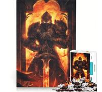 Puzzle da 1000 pezzi per ragazzi con il fuoco e il cavaliere, giochi per famiglie, antistress, regalo per amici e parenti 38x26cm