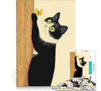 Puzzle da 1000 pezzi per ragazzi con il gatto curioso e la farfalla, giochi rilassanti, attività divertenti da fare a casa, compleanno e Natale 38x26cm