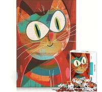 Puzzle da 1000 pezzi per ragazzi con il gatto pazzo Leon, antistress, per divertimento in famiglia, compleanno e Natale 38x52cm