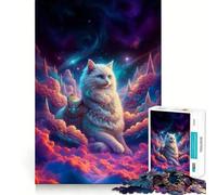 Puzzle da 1000 pezzi per ragazzi con il grande gatto bianco nello spazio Gioco di squadra perfetto,stimolante per lo sviluppo cognitivo,ideale come regalo o attività rilassante per il compleanno