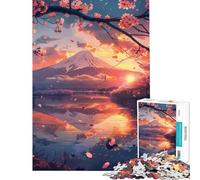 Puzzle da 1000 pezzi per ragazzi con il Monte Fuji e il tramonto sui ciliegi Gioco stimolante e interattivo antistress Ottimo regalo per gli amanti dei giochi (dimensioni 50x75cm)