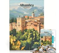 Puzzle da 1000 pezzi per ragazzi con il Palazzo dell'Alhambra, Spagna, gioco educativo, decorazione da parete, ideale come regalo 38x52cm