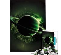 Puzzle da 1000 pezzi per ragazzi con il pianeta Saturno in verde giocattolo educativo gioco impossibile per divertimento in famiglia regalo per compleanni (dimensioni 38x52cm)