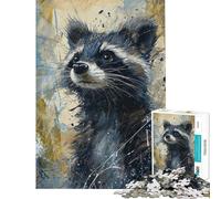 Puzzle da 1000 pezzi per ragazzi con il procione curioso ideale per adulti e famiglie con schema di assemblaggio e regalo per tutta la famiglia (dimensioni 38x26cm)