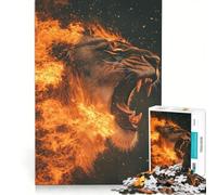 Puzzle da 1000 pezzi per ragazzi, con il tema "Leone Ruggente", antistress, ideale per il divertimento in famiglia e come regalo per amici e parenti 50x75cm
