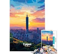 Puzzle da 1000 pezzi per ragazzi con il tramonto sullo skyline di Taipei ideale per compleanni e decorazioni natalizie Gioco rompicapo per ragazzi dai 14 anni in su (50x75cm)