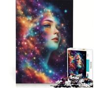 Puzzle da 1000 pezzi per ragazzi con il volto di una bellissima ragazza e la nebulosa, ideale per giochi in famiglia, per migliorare la memoria, con poster e foglio di curiosità abbinati 38x52cm