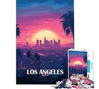 Puzzle da 1000 pezzi per ragazzi con illustrazione del tramonto di Los Angeles e dello skyline Gioco interattivo giocattolo coinvolgente per coltivare la pazienza e l'arte Regalo educativo (75x50cm)