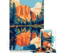 Puzzle da 1000 pezzi per ragazzi con illustrazione del tramonto di Yosemite e dei suoi riflessi Gioco dai bordi netti stimola la concentrazione favorisce il gioco lento e il divertimento di compleanno