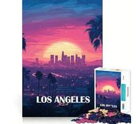 Puzzle da 1000 pezzi per ragazzi con illustrazione del tramonto e dello skyline di Los Angeles,disegno dai bordi precisi,attività stimolante per la mente,gioco rilassante,regalo di compleanno 50x75cm