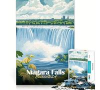Puzzle da 1000 pezzi per ragazzi con illustrazione delle Cascate del Niagara,Canada e Stati Uniti Taglio liscio,gioco per esercitare la mente,momento di relax,attività per compleanno (38x26cm)